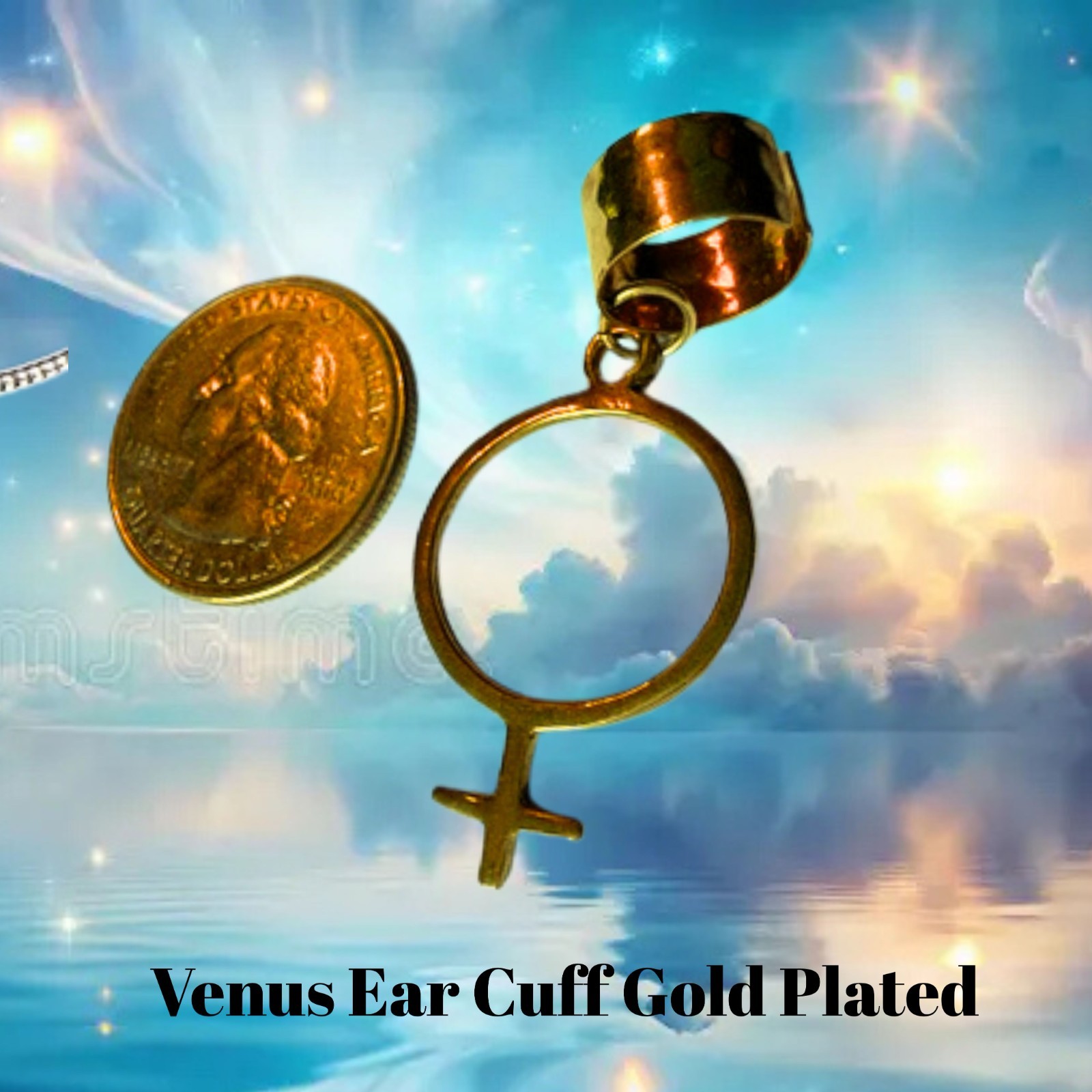Venus Symbol Ear Cuff 24K gold plate Female planet love beauty desire by JKL 858