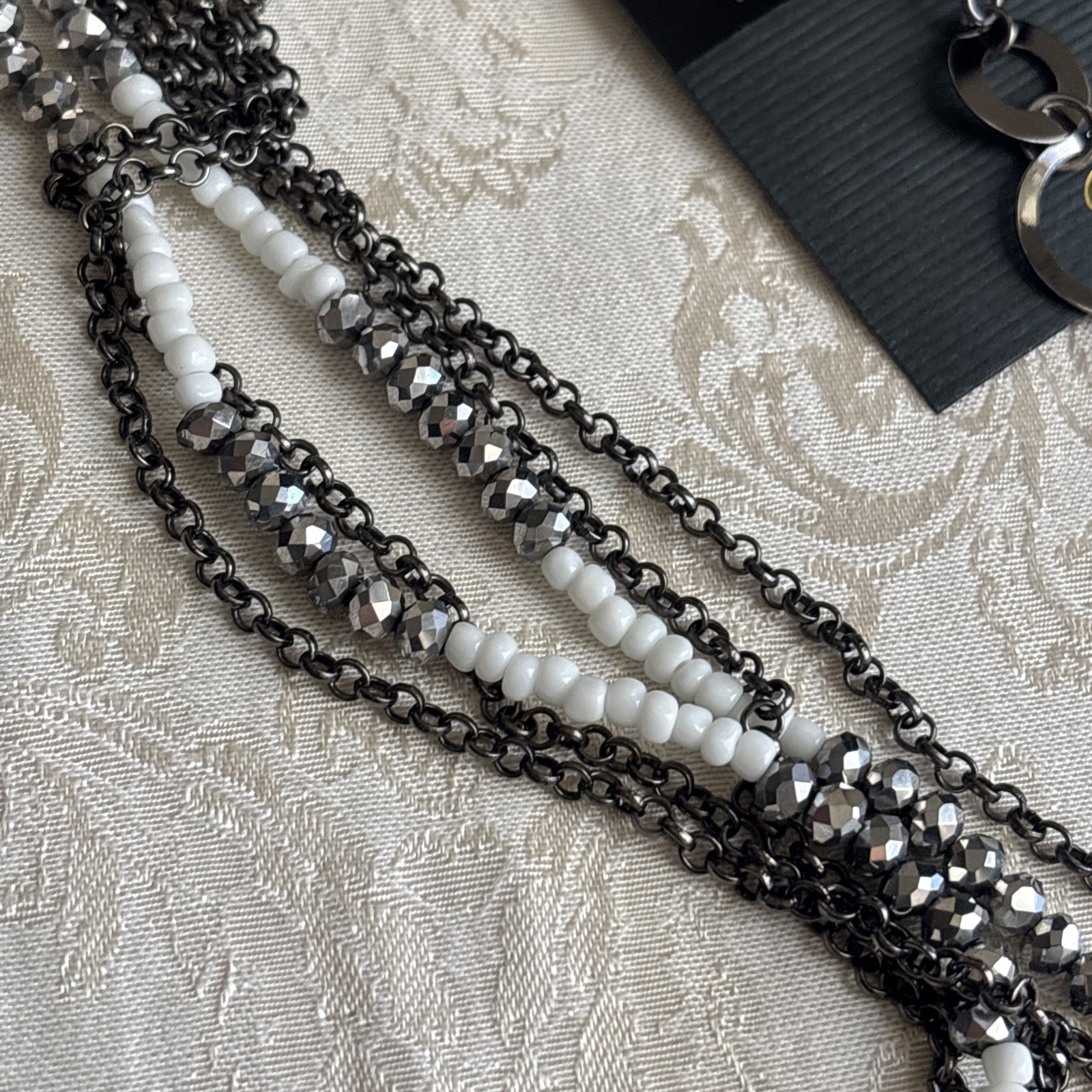 Park Lane Chic Earrings Hematite Tone Interlocking Circles & Unsigned Necklace