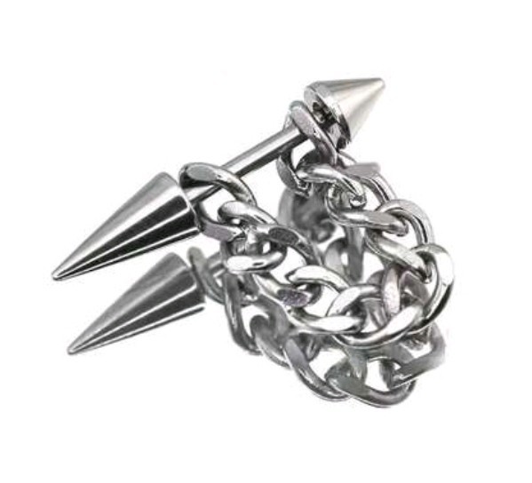 Spike Helix Earring with Removable Chain Stainless Steel Cartiledge Piercing New