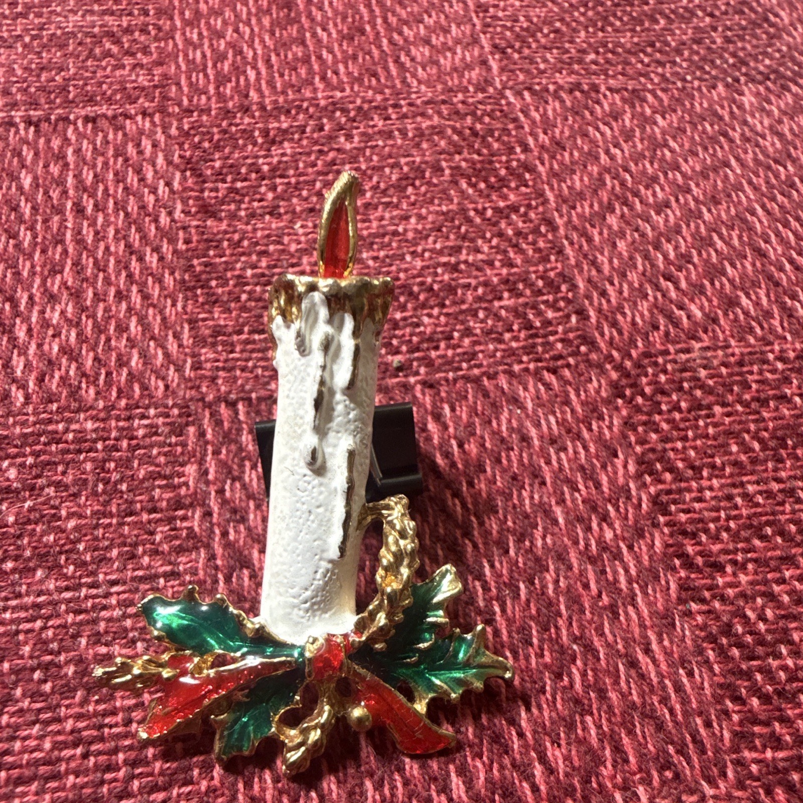 Vtg Christmas lot of 4 brooch pin gold tone enamelled metal multicolor green
