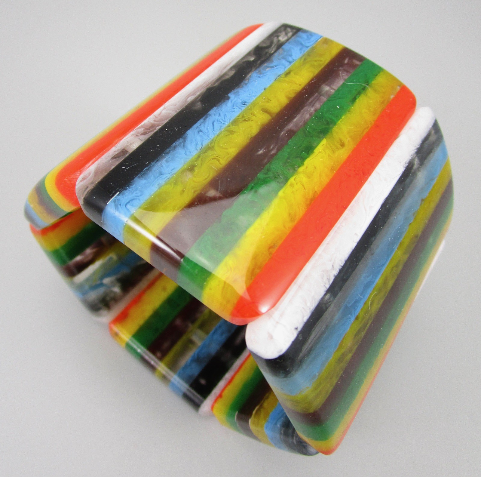 COLORFUL MARION GODART STRIPED RESIN STRETCH BRACELET – FRANCE