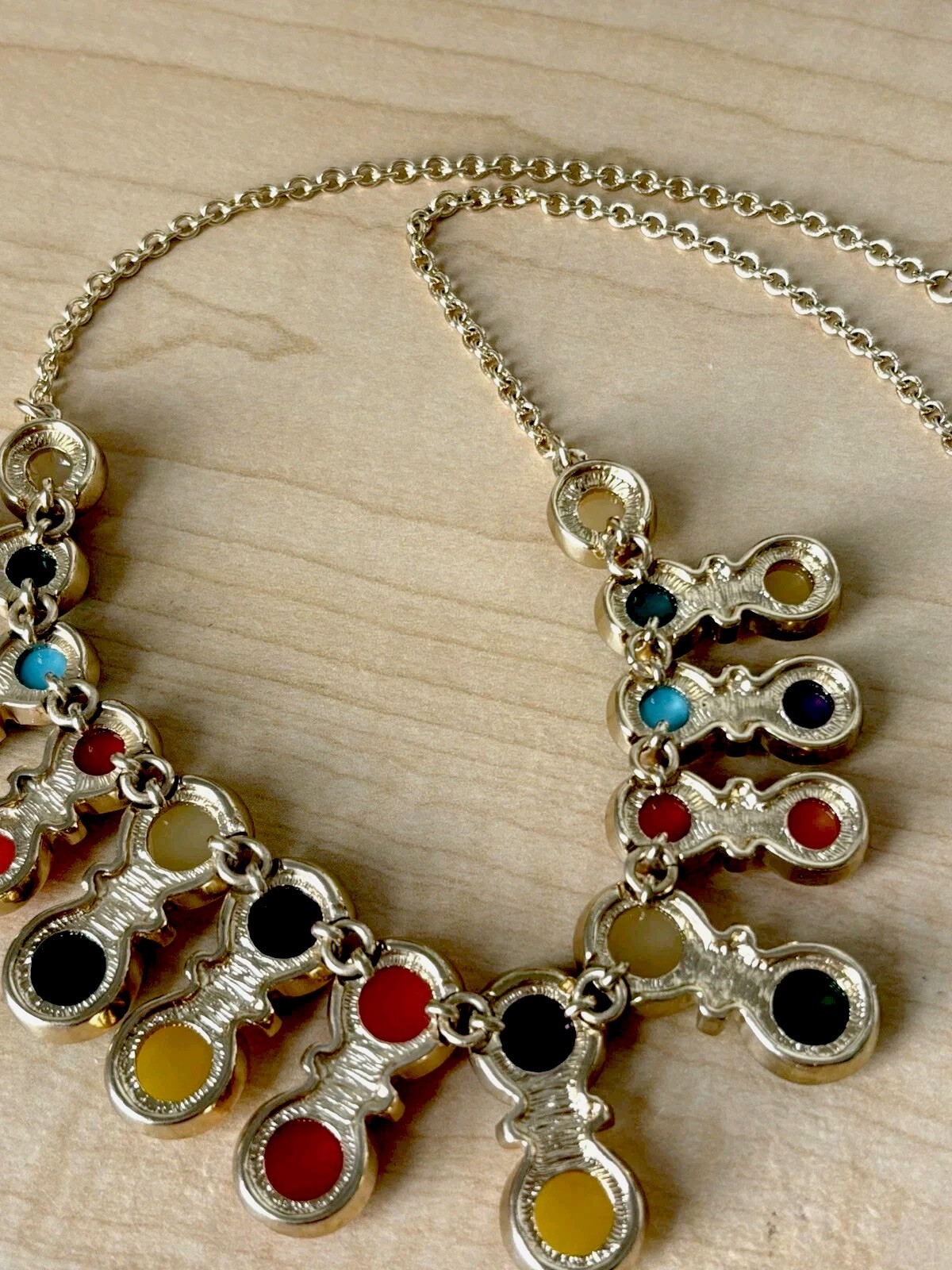 Liz Claiborne Colorful Statement Necklace_ Gold Tone_ Very Good Used Condition