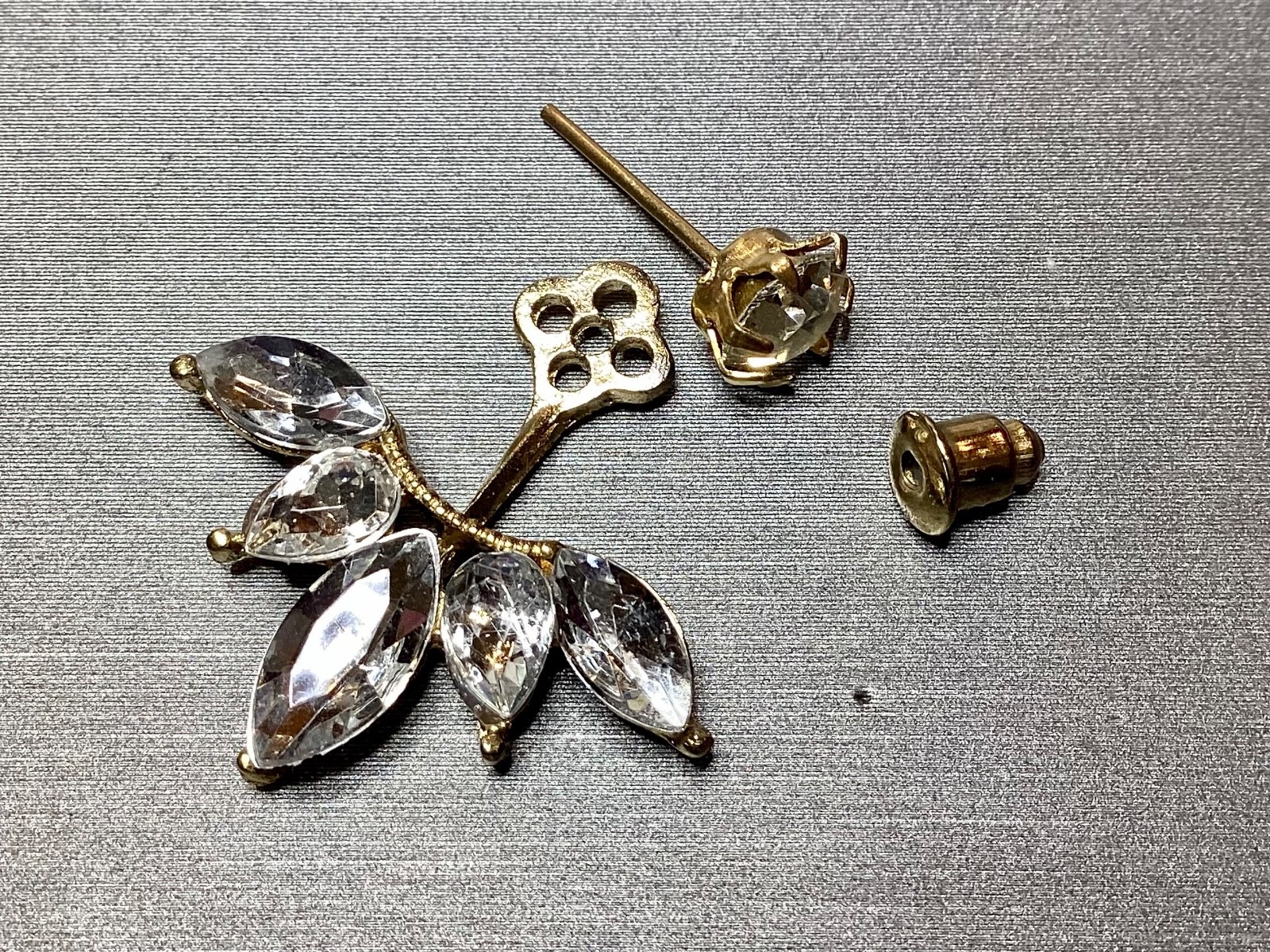 Rhinestone/Crystal Pierced Earrings Jewelry Collection 8 Pair Lot