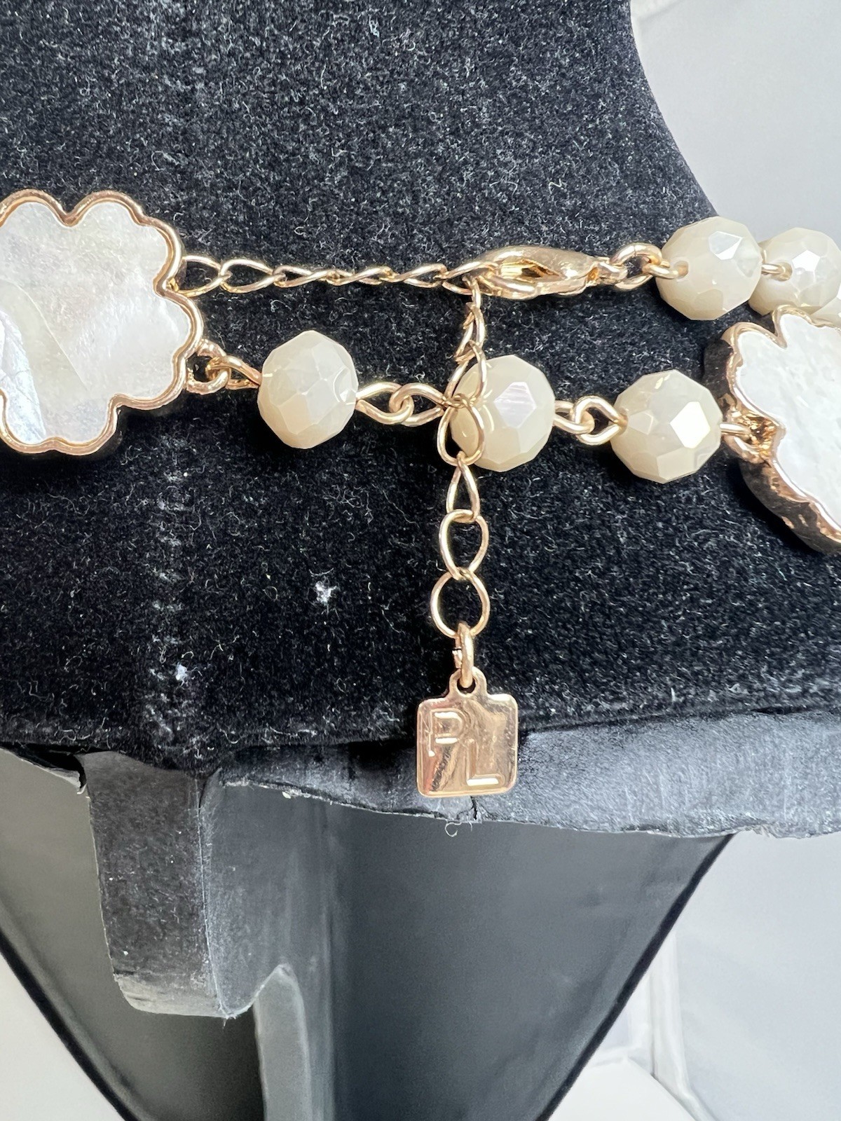 Beautiful Park Lane Cloud Gold Tone Mother of Pearl Statement Long Necklace