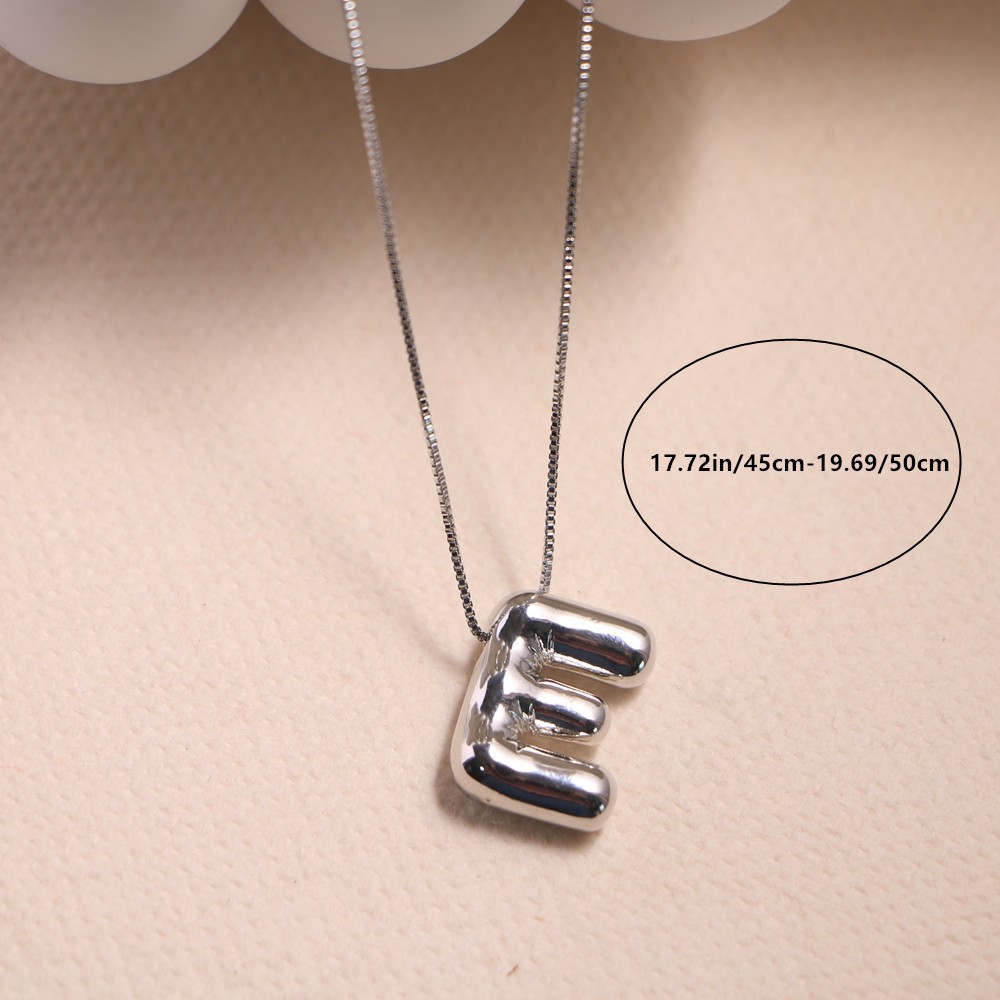 925 Silver Plated Letter E Pendant Necklace Fashionable Couple Necklace Copper