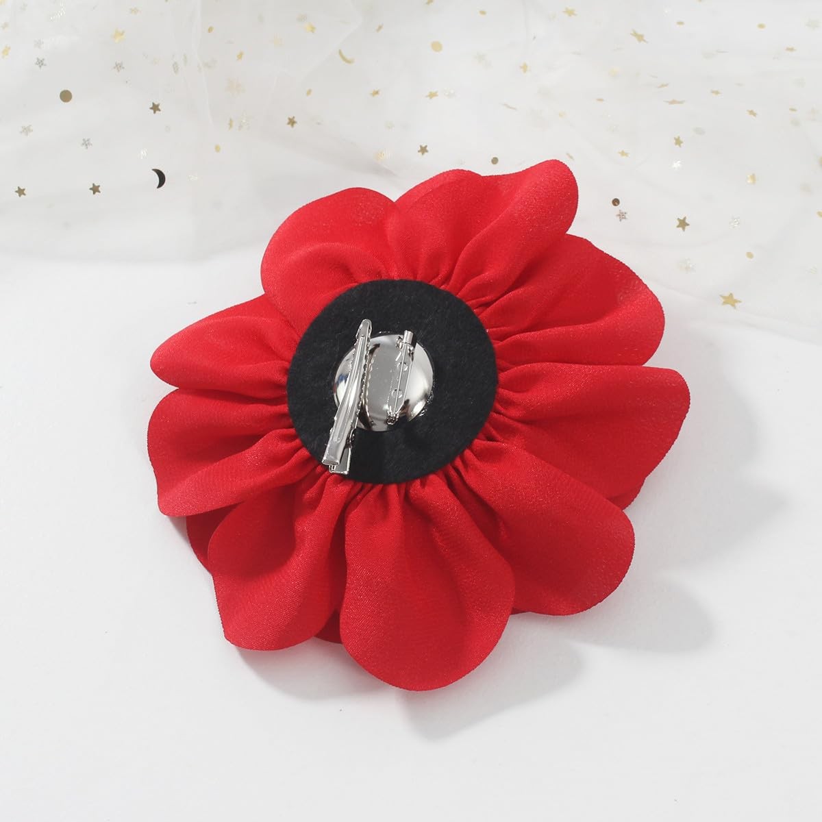 6.3 Inches Red Rose Hair Clip Large Flower Brooches for Women | Elegant Red F…