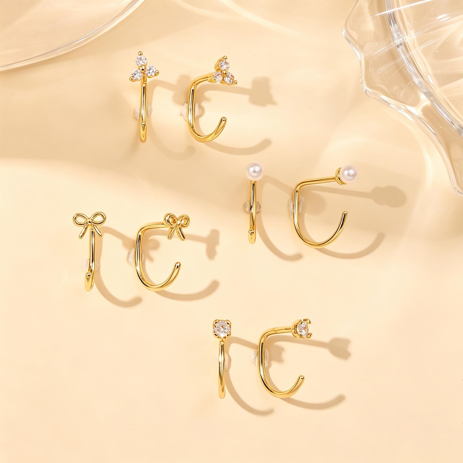 Half Hoop Huggie Earrings for Women Gold Silver Plated Ardant Backless Earrings