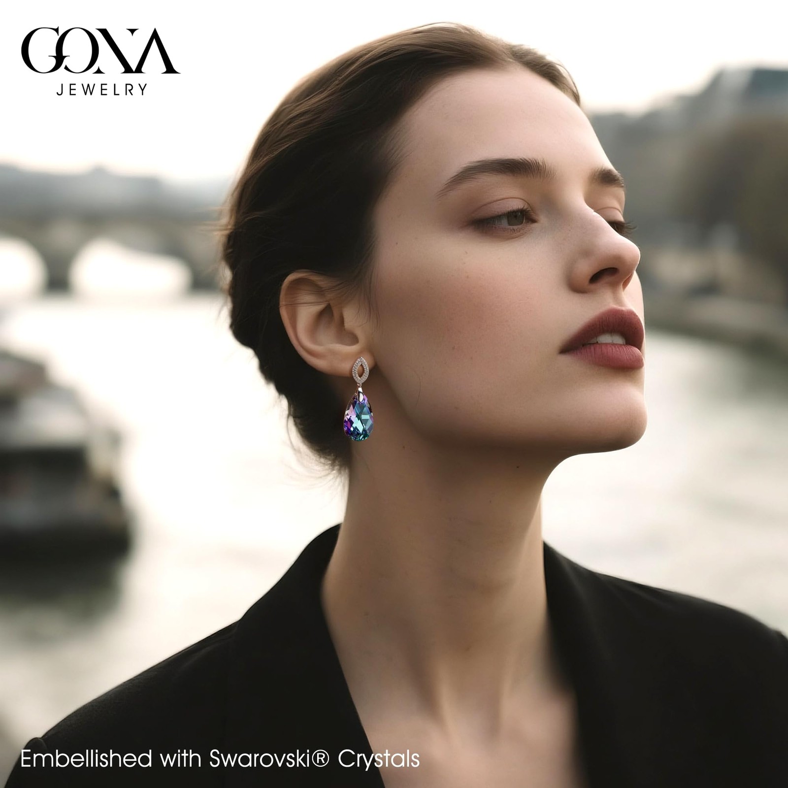 925 Sterling Silver Earrings for Women Created with Swarovski® Crystals, Whit…