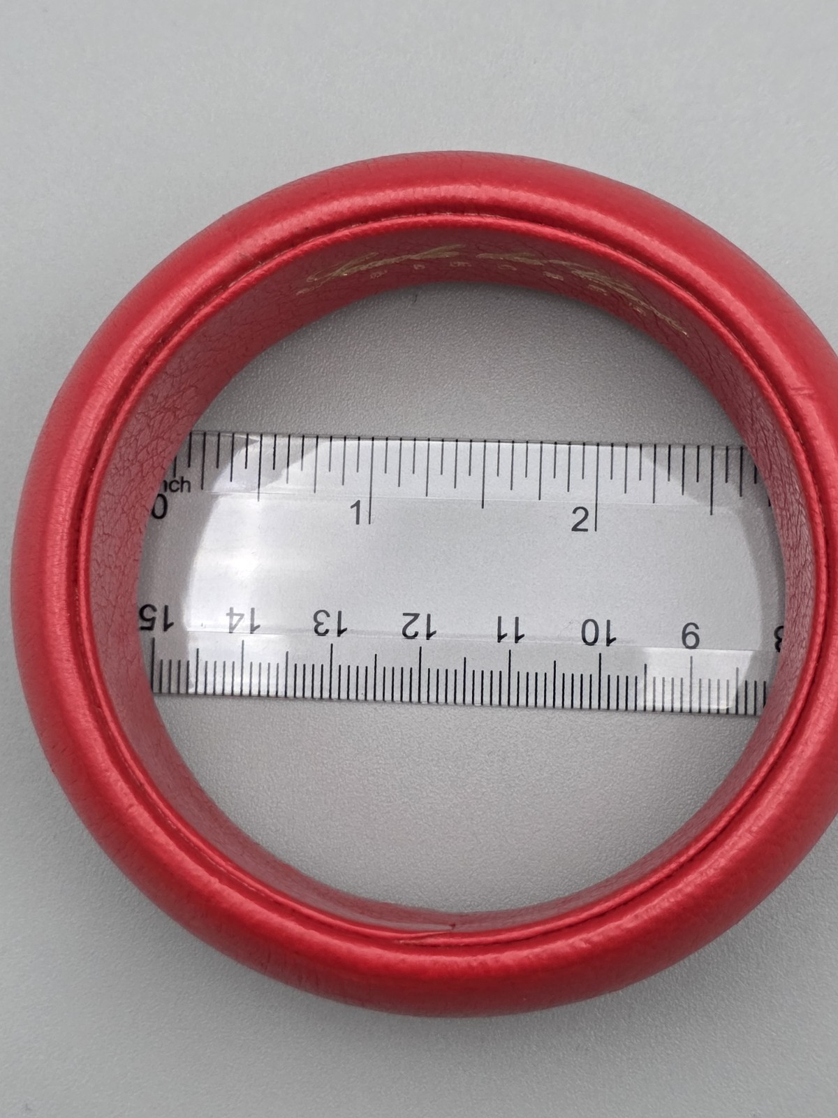 Scuola del Cuoio Genuine Red Italian Leather Wide Bangle Bracelet Made in Italy