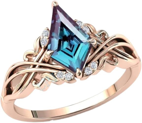 2ct Engagement Ring, Kite Cut Alexandrite Gemstone Bridal Wedding Ring for Women