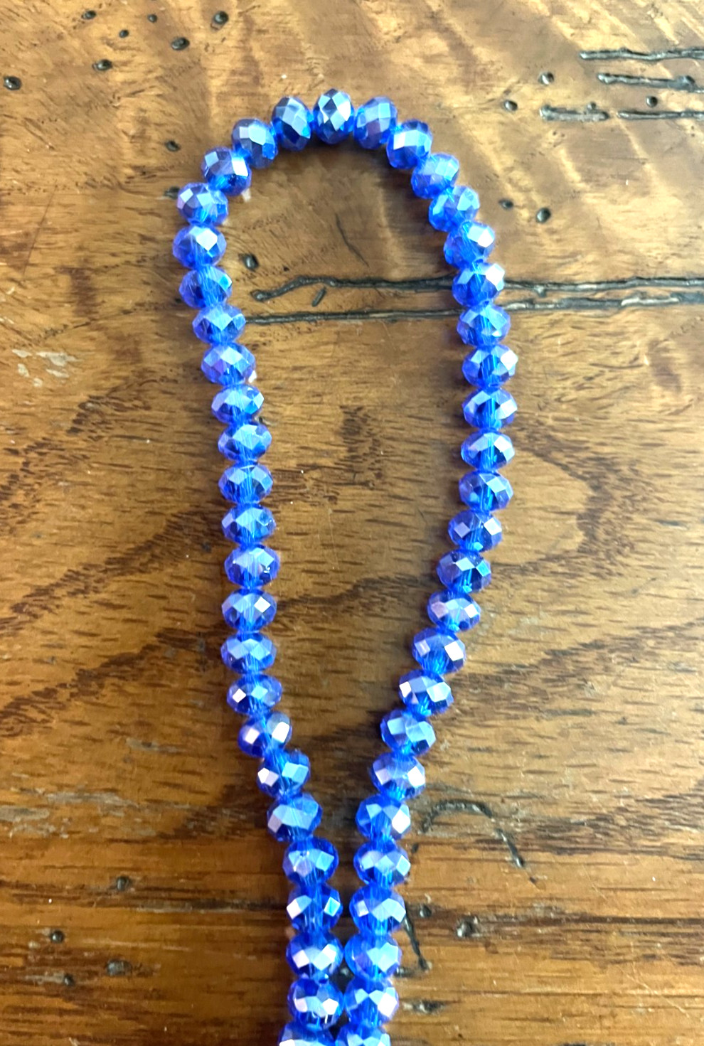 Celestial Man in the Moon Face Sun AB Crystal Glass Blue Beaded Necklace