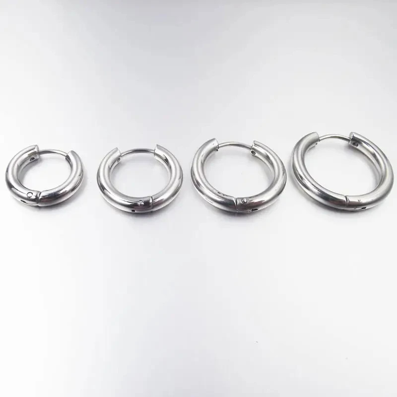2 Pc Stainless Steel Hoop Earrings Men Round Thick Circle Huggie Jewelry