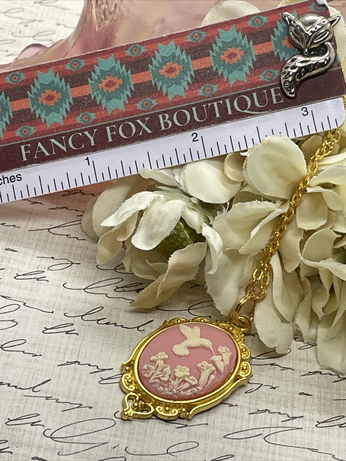 PINK Hummingbird Necklace Heart Cameo Mom Daughter Gold wedding JEWELRY Easter