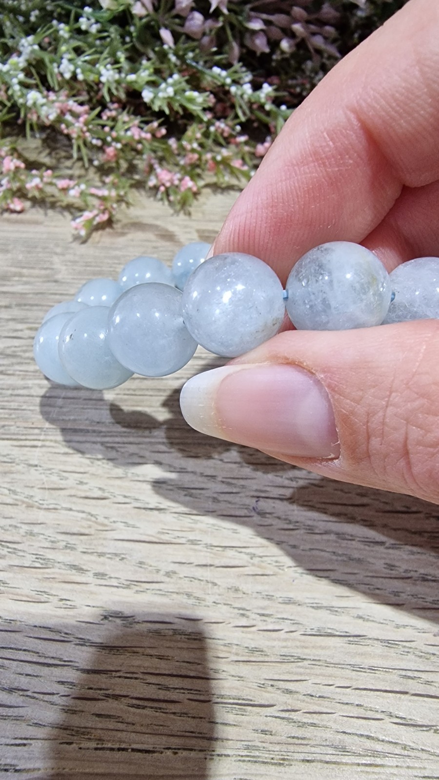 Aquamarine Crystal Beads Bracelet Elasticated 11.7mm