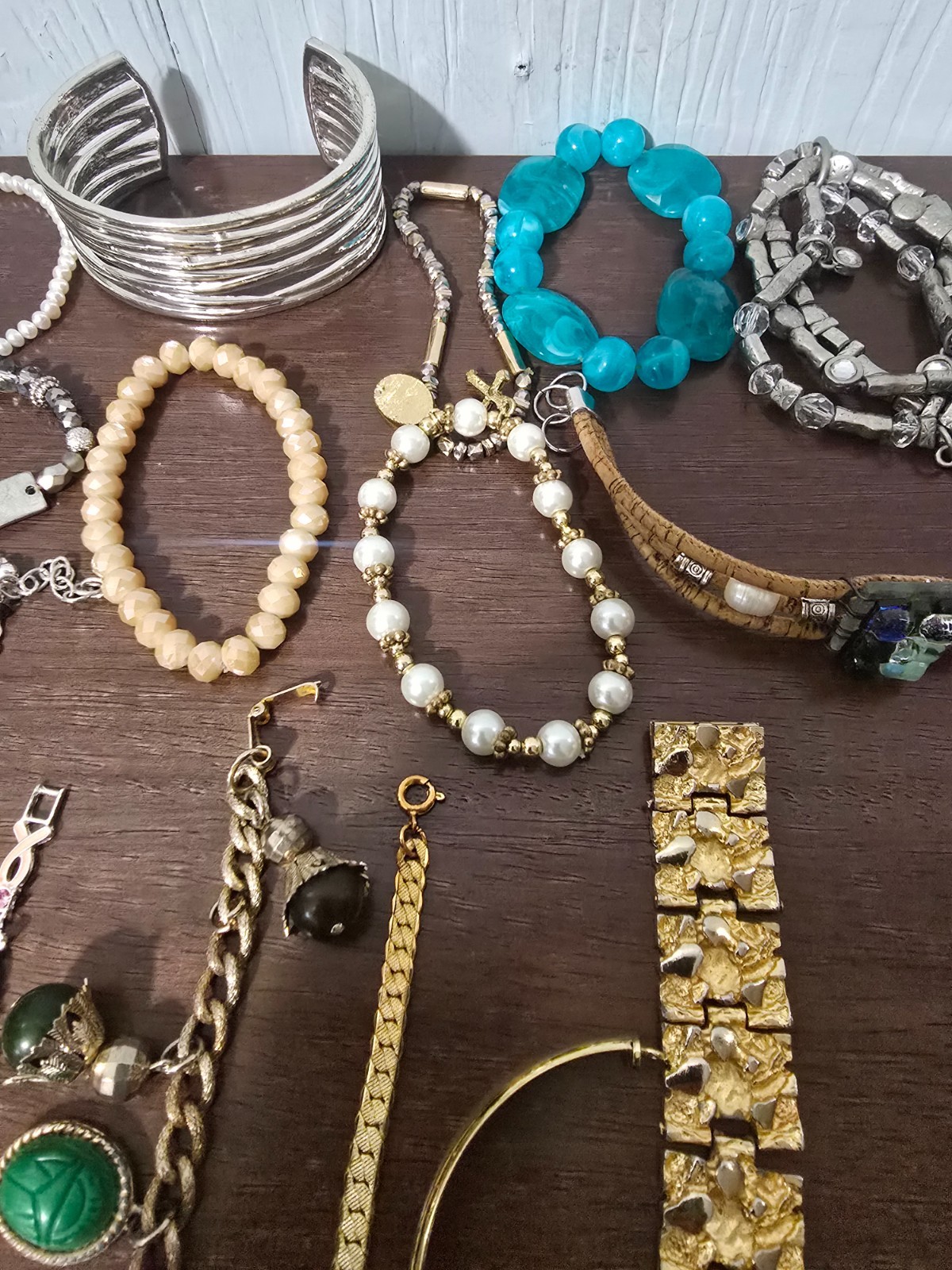 Lot Of 35 Various Styles and colors Of Fashion, Bracelets, some signed