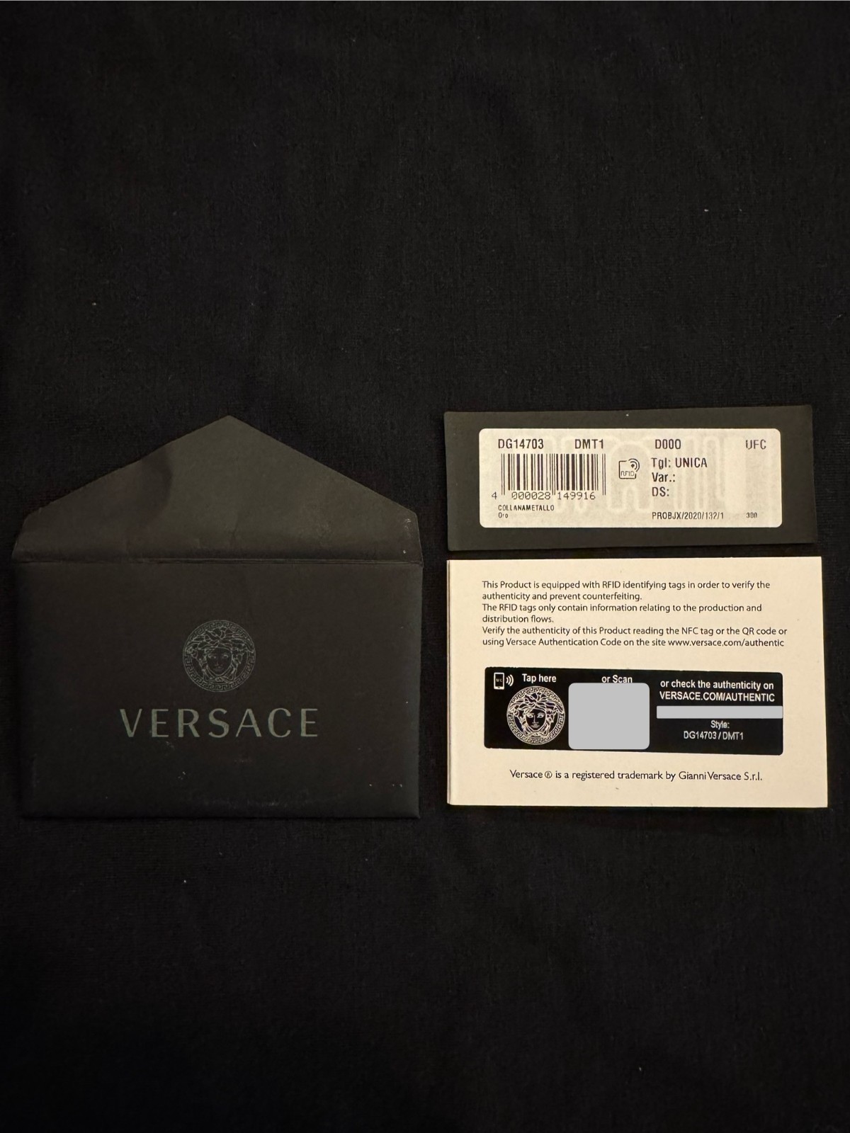 Authentic Versace Medusa Necklace Gold Tone DG14703 Made in Italy w/ Tags