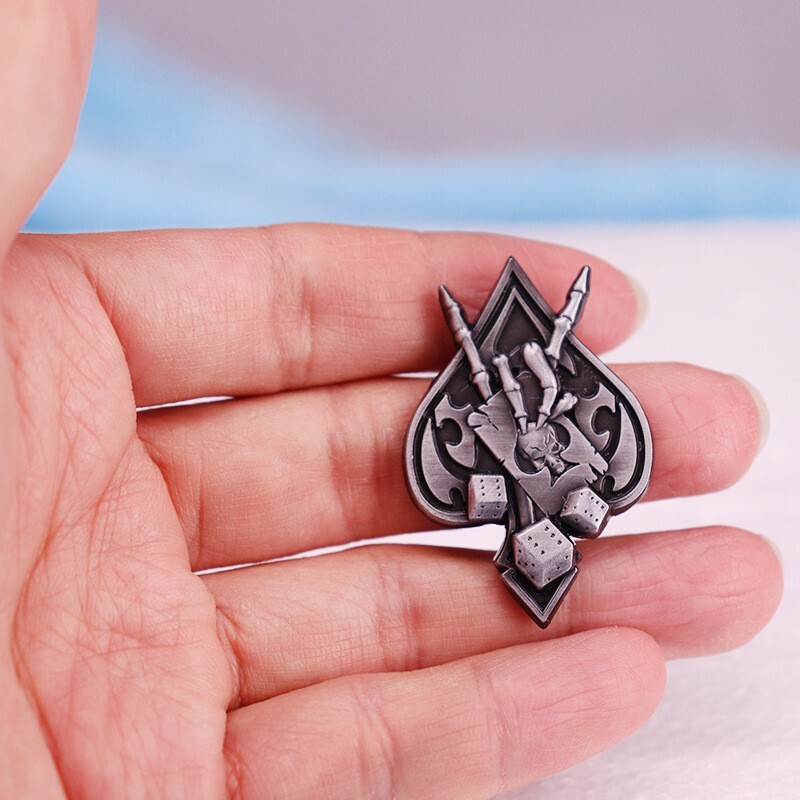 Ace Spades Skull Skeleton Devil Hand Horns Gambler Dice Cards Enamel, Brooch Pin
