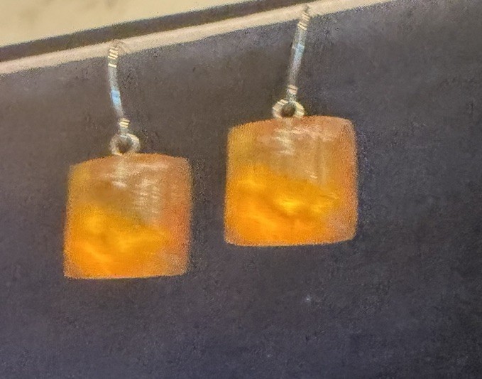 alexis bittar lucite drop earrings Orange Square .75” Overall Dangle