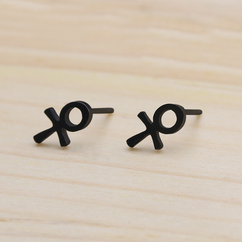 Men Women Key of Life Ankh Cross Stud Earrings Egyptian Jewelry Surgical Steel