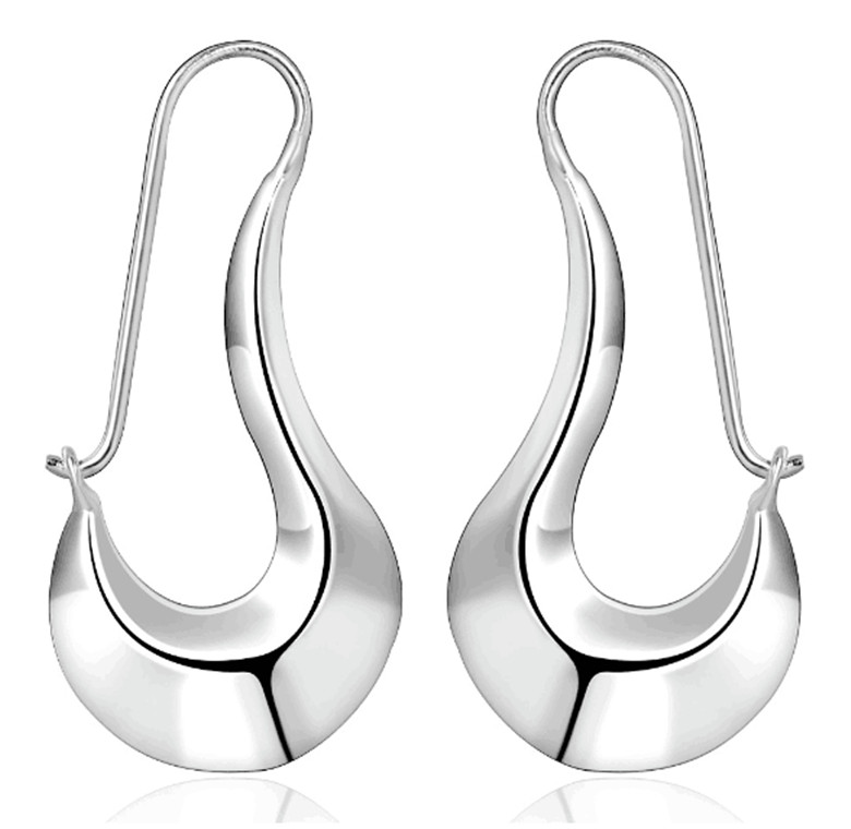Women’s 925 Sterling Silver Elegant 50mm Oblong Hoop Pierced Earrings #E223