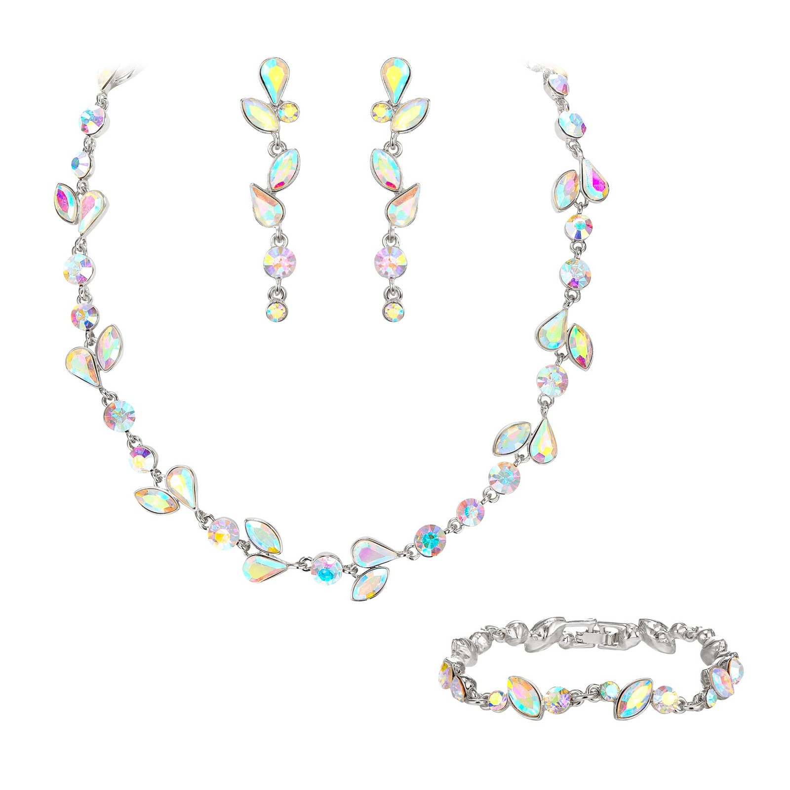 Crystal Costume Jewelry Sets for Party, Gorgeous Marquise Round Rhinestone Le…