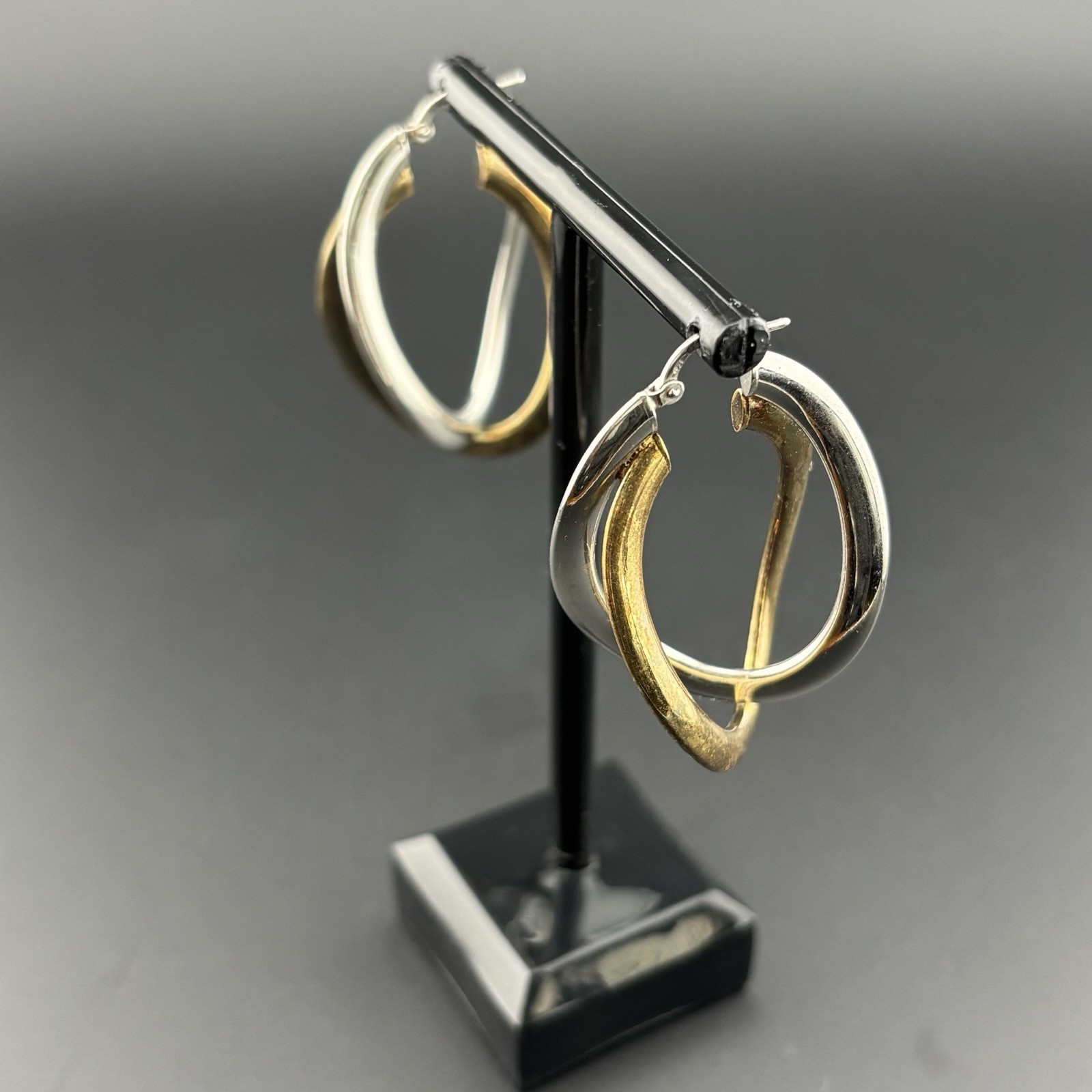 MILOR 925 Italy Sterling Silver Vermeil Two Tone Teardrop Dangle Earrings 8g