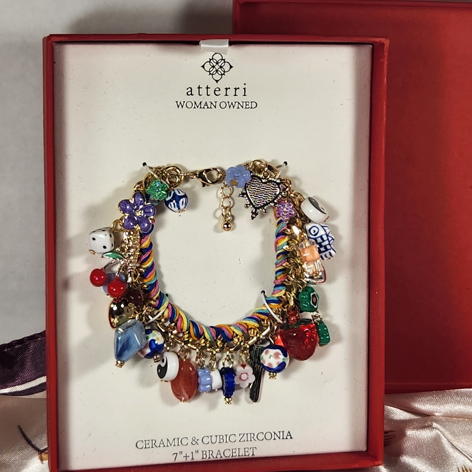 Atterri Bracelet Woman Owned Charm Multi Color Tik Tok Viral Gold Tone