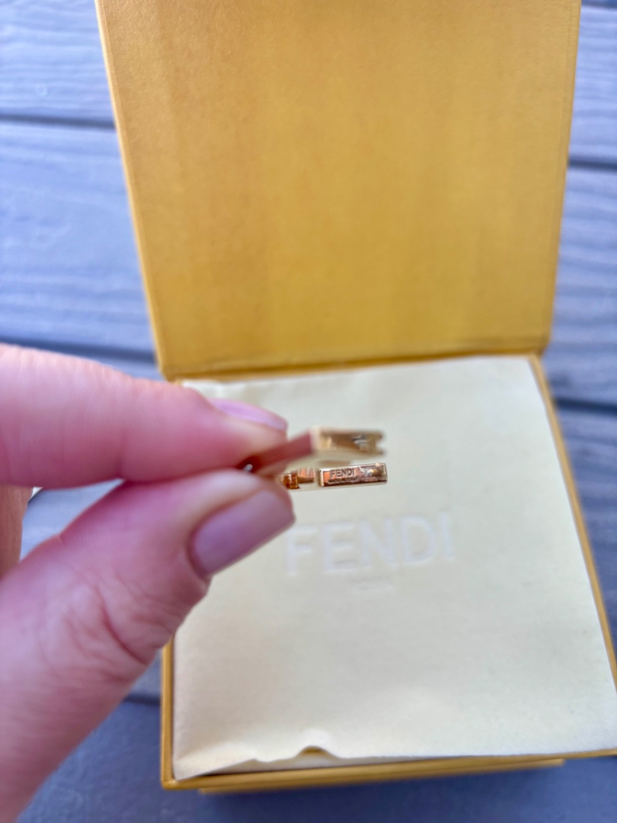 Authentic Forever Fendi – FF motif-shaped gold earrings barely worn
