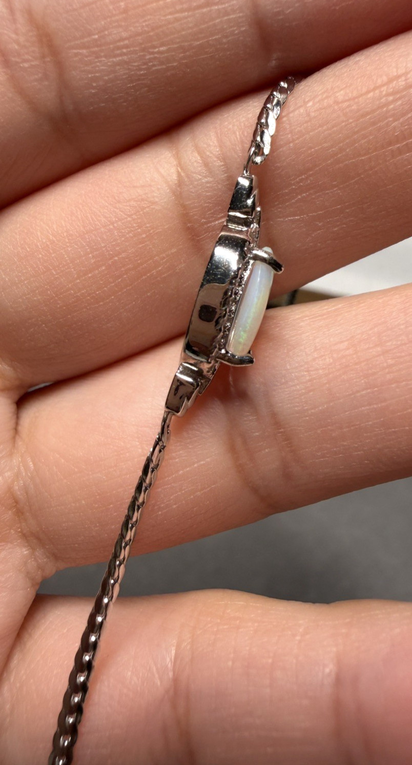 Solid Opal Bracelet Natural Silver Knot Style Soft Blue Green Fire Everyday#0194