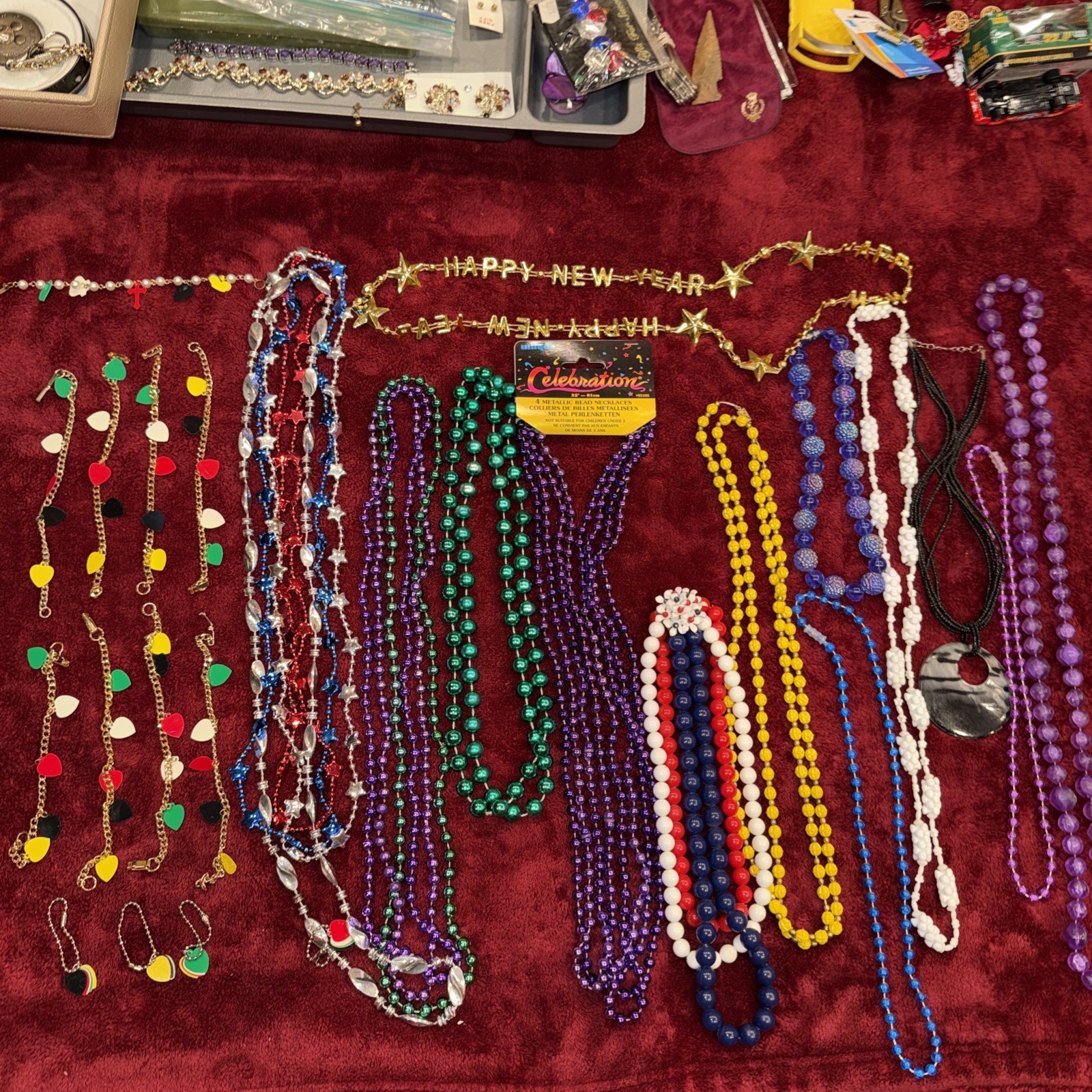 Beaded Necklaces/ Bracelet Lot Plastic/ Resin Some Vintage