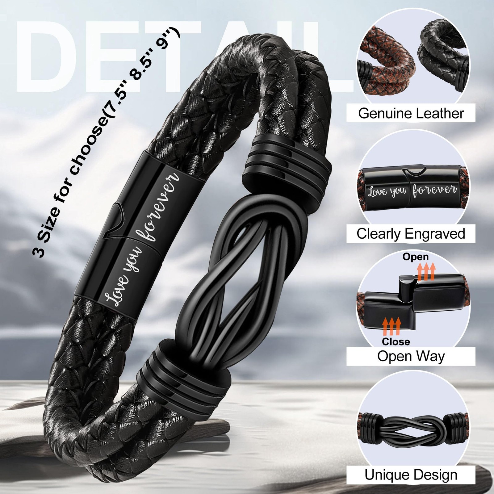 Btysun Gifts for Son, Mens Bracelets Fathers Day Bracelets Gifts for Son To M…