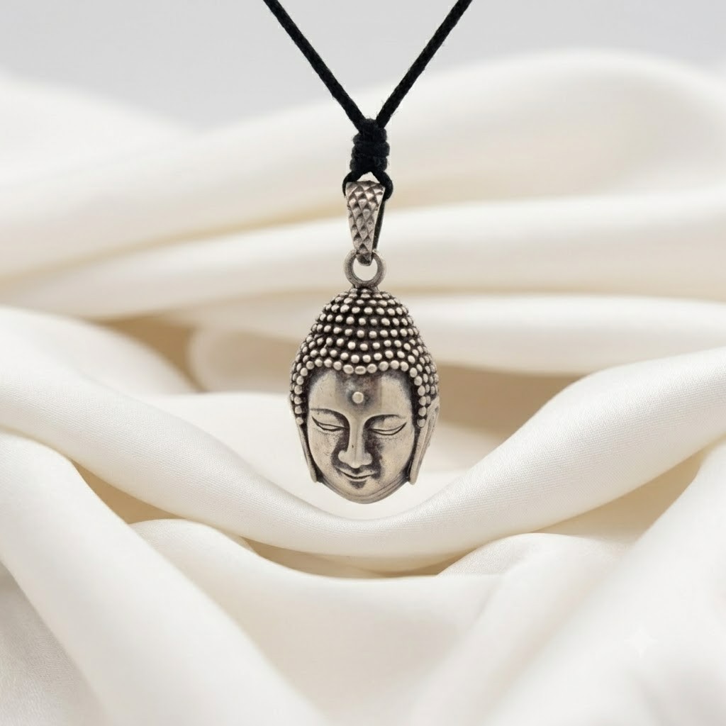 New Buddha Head 92.5 Sterling Silver Gold Brass Charm Necklace Pendant Jewelry
