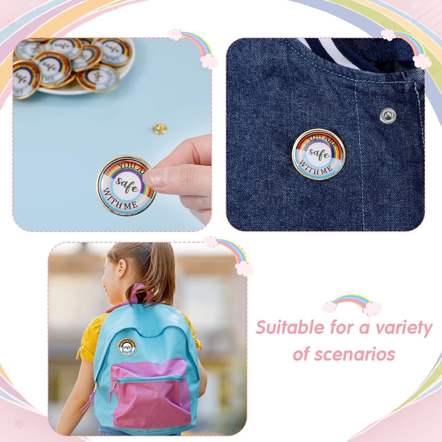 Expressive Rainbow Pins – ‘You Are Safe with Me’ Brooches in Bulk (200 pcs)