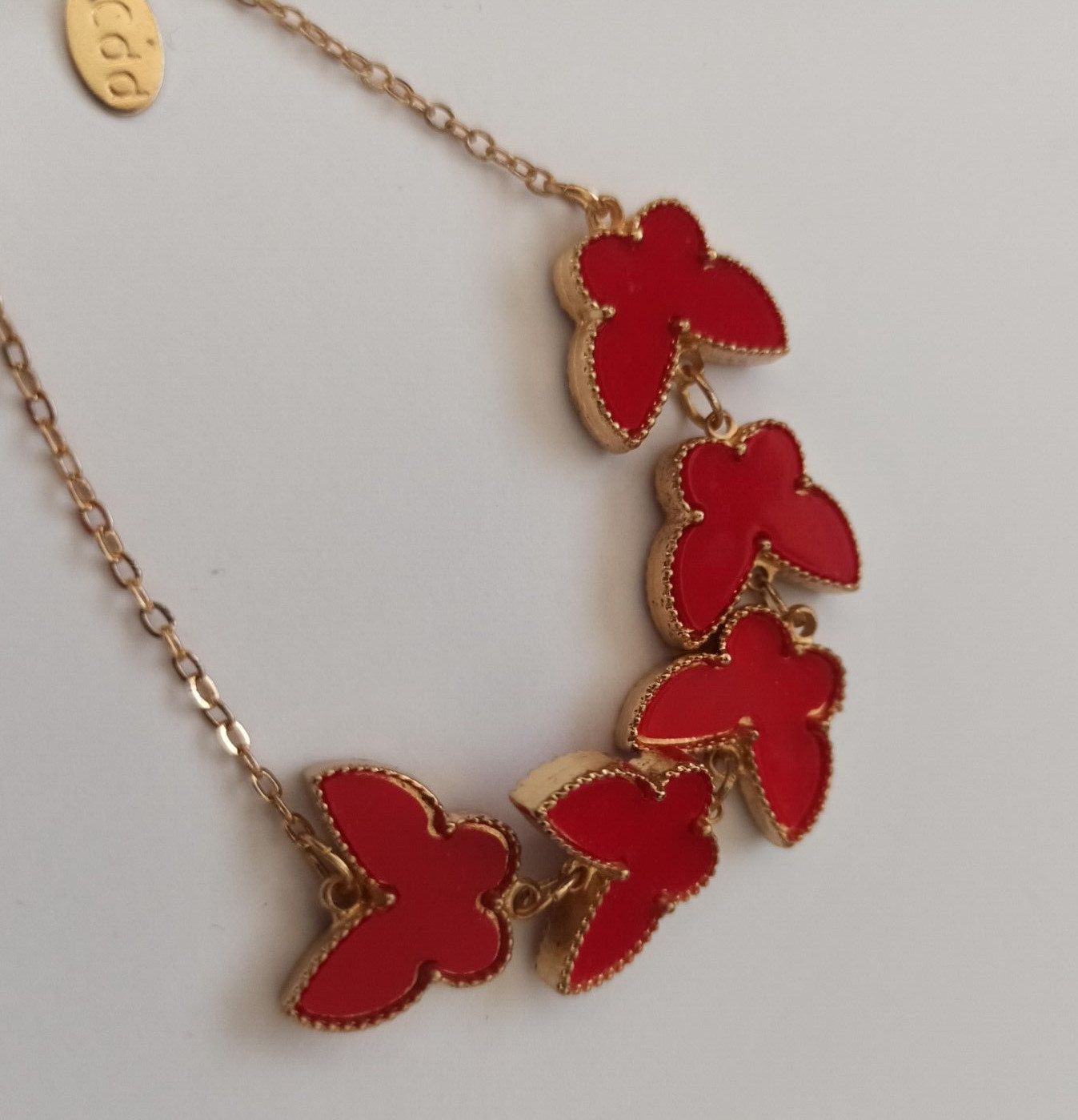 Butterfly Bracelet Red Gold Tone Fashion Signed MINISO Gift Charm Modern Trendy