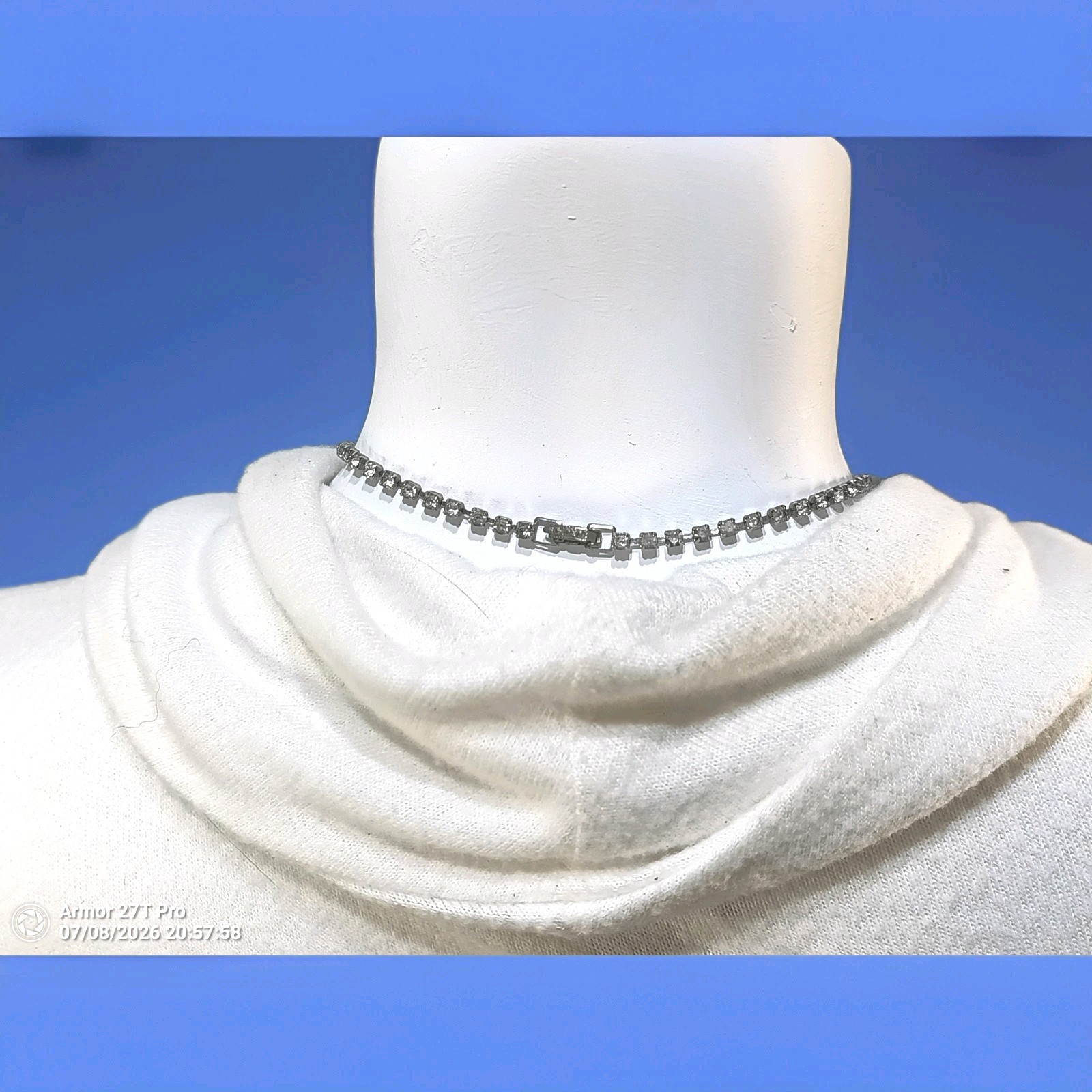 Vintage 1950s Clear Rhinestone Drop Fringe Necklace Choker 15″ & Bracelet 7″ Set