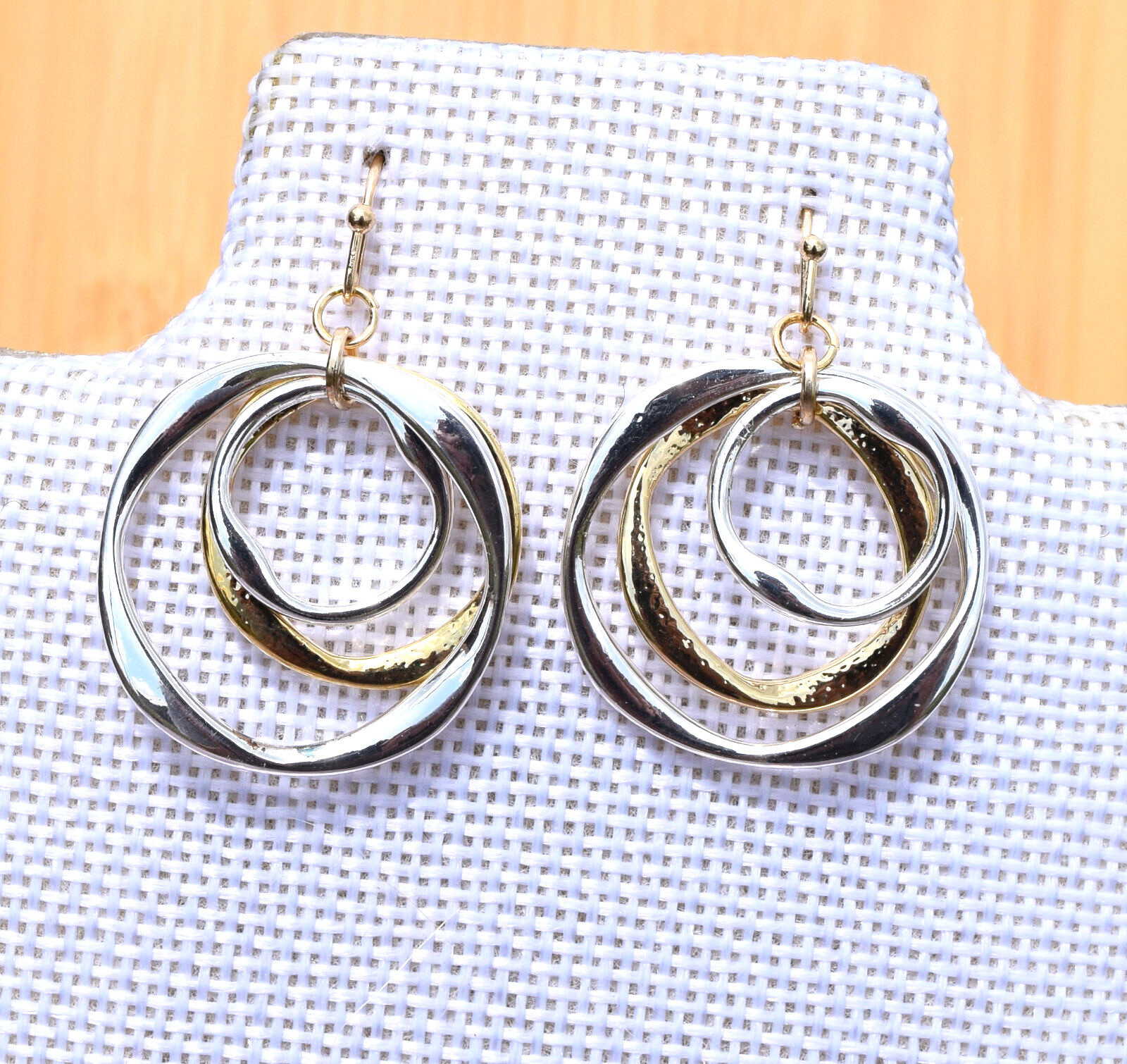 Silver & Gold Twisted Circles Earrings Polished Nickel Free & Hypo Allergenic