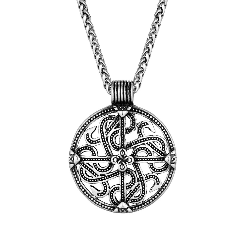 Vintage Hollow Viking Celtic Knot Cross Stainless Steel Pendant Necklace Norse R