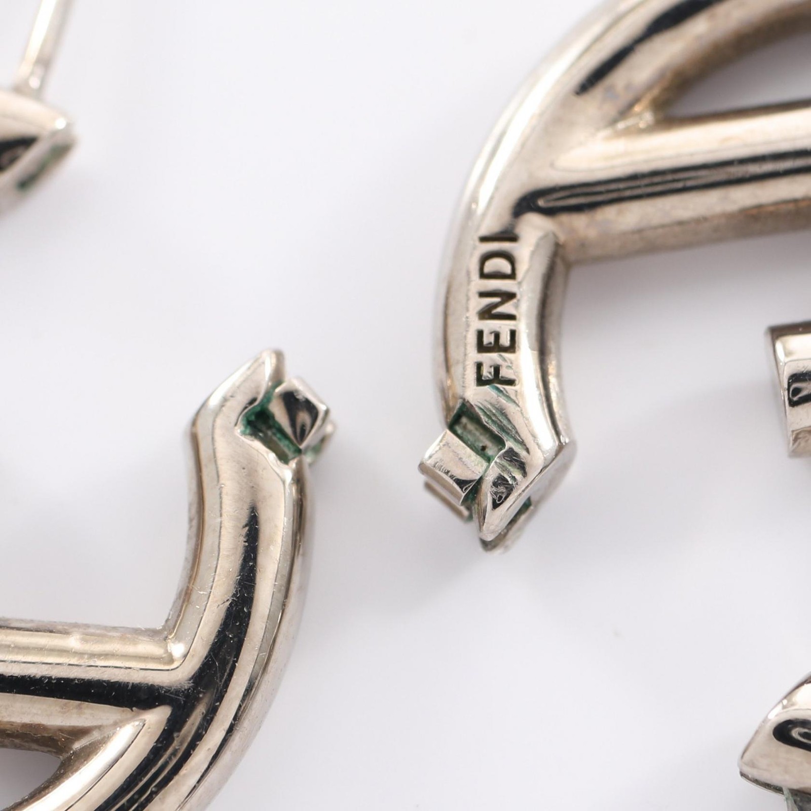 FENDI Ef’s Hoop Pierced earrings Stainless Steel Used Women