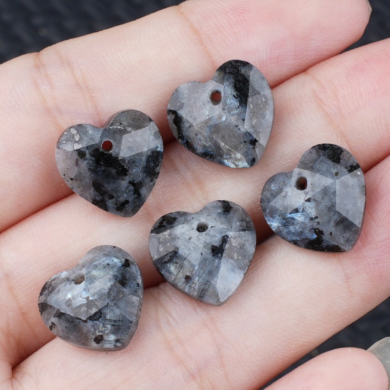 20pcs Mixed Natural Stone Heart Beads 13mm Pendants DIY Jewelry Making Bracelet