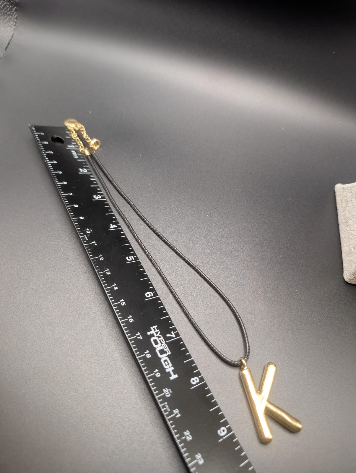 Letter K Pendant Necklace Gold Tone Steve Madden Faux Leather Cord 16in