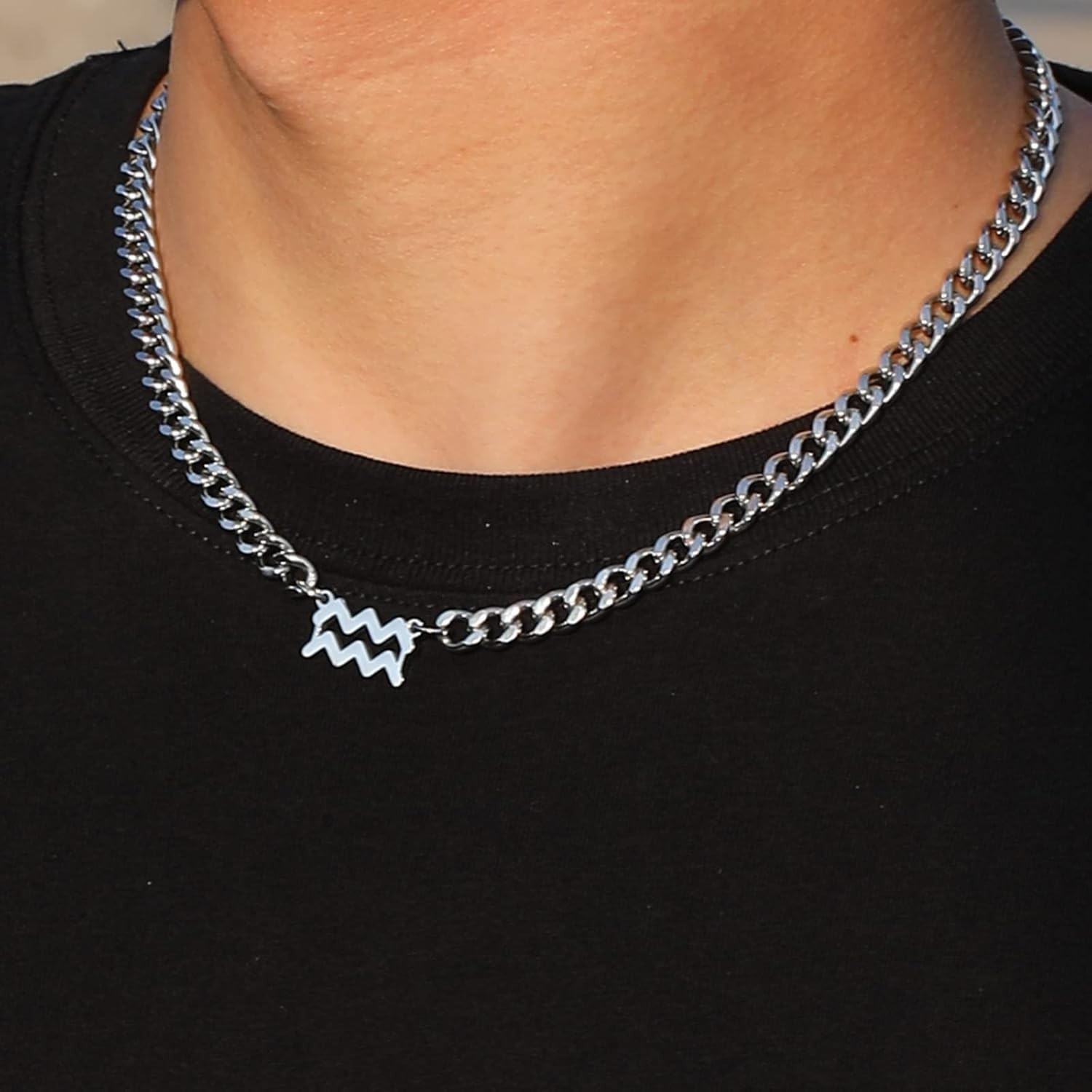 Zodiac Sign Necklace Choker Stainless Steel Constellation Horoscope Astrology