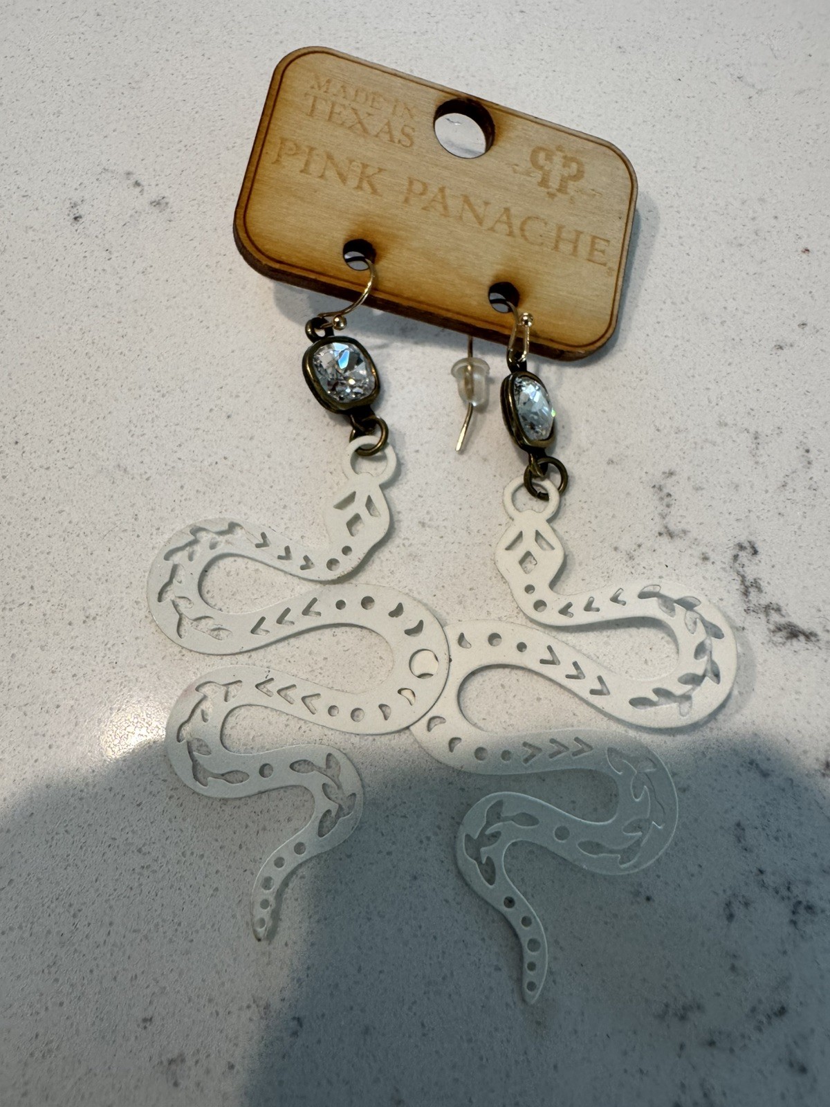 Pink Panache snake hook Earrings whit Tone Made in Texas