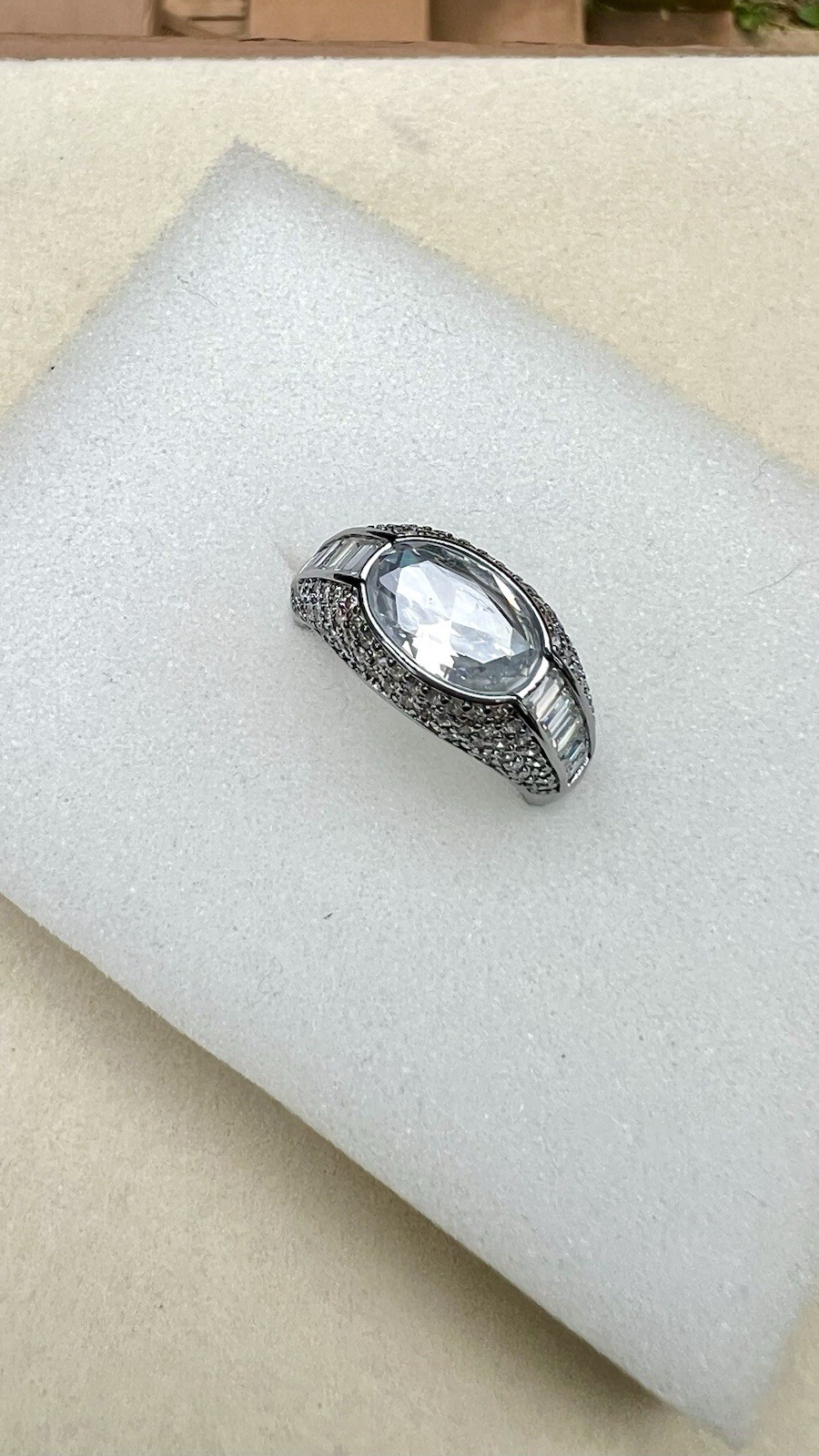 Bomb Party SZ 9 Ring “An Ocean Of Glam” Diamond CZ Hematite Plating