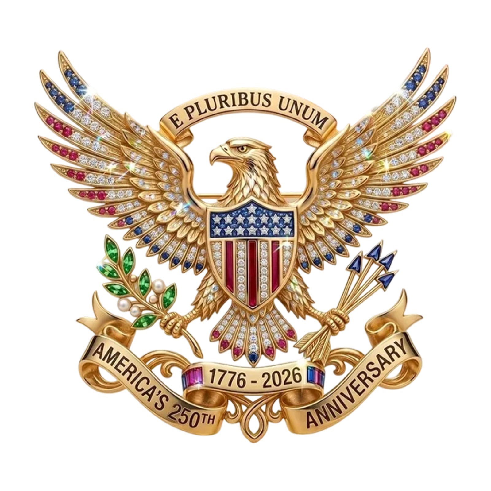 250th Anniversary Brooch Pin USA 250th Anniversary Patriotic Jewelry USA