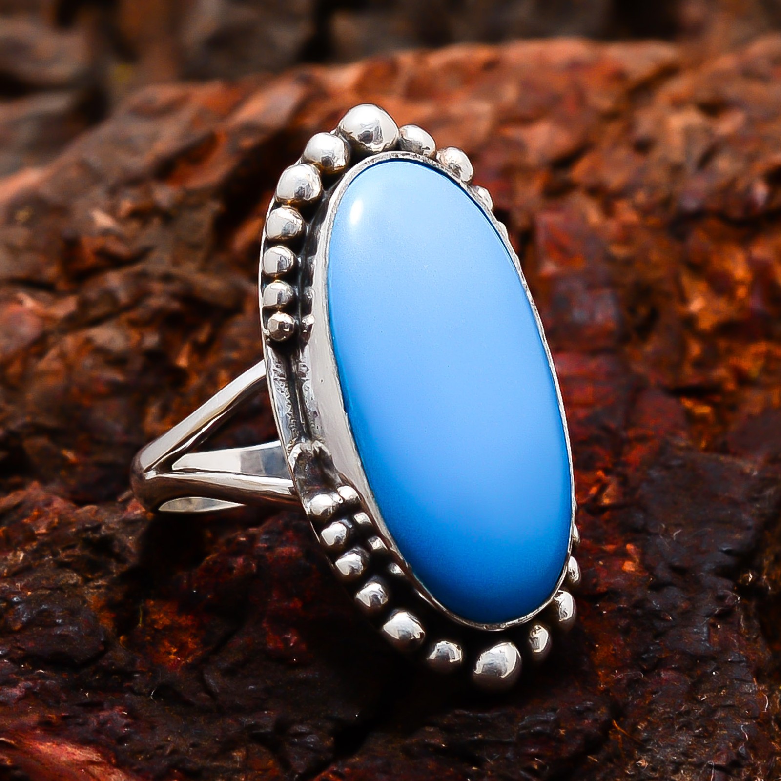 Sleeping Beauty Turquoise Gemstone 925 Sterling Silver Ring S.7.5 R12482