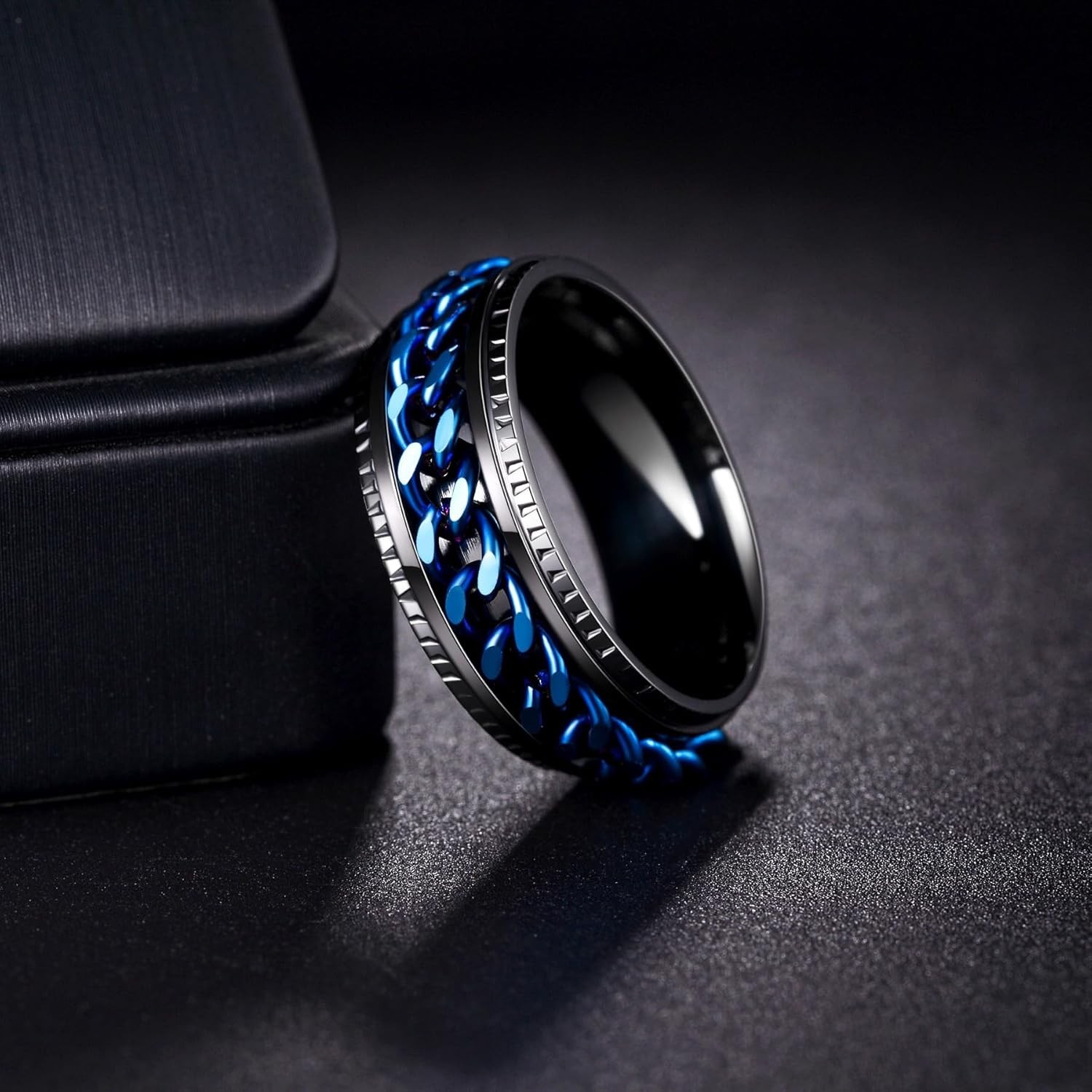 Mens Fidget Rings Anxiety Rings for Men Womens Chain Spinner Rings for Adults…