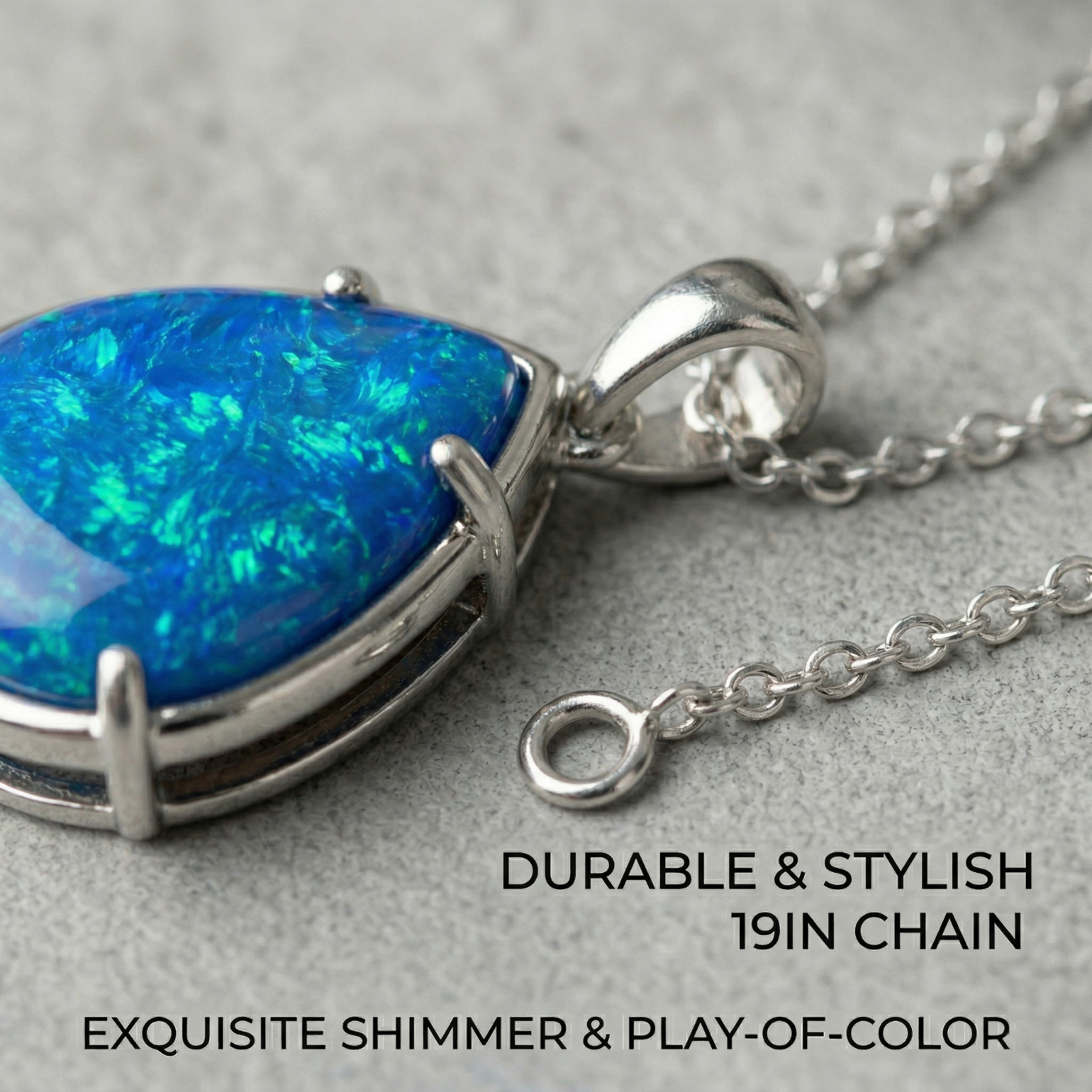 Dainty Opal Teardrop Pendant | Timeless 19in Minimalist Gift for Her