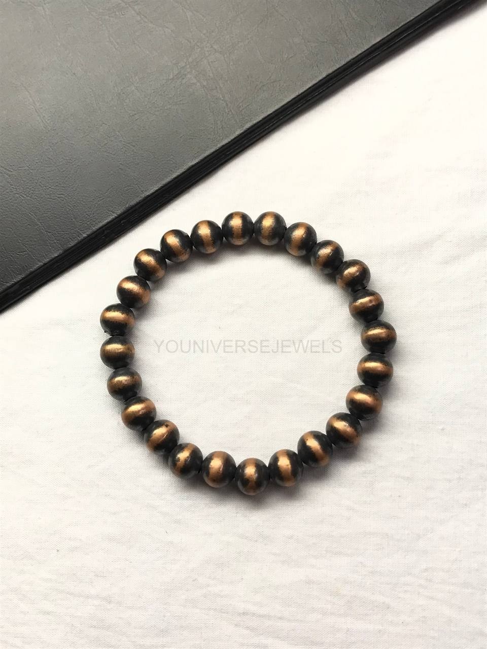 8MM Copper Bracelet For Men & Women, Handmade Stretch Bracelet, Gift For Her/Him