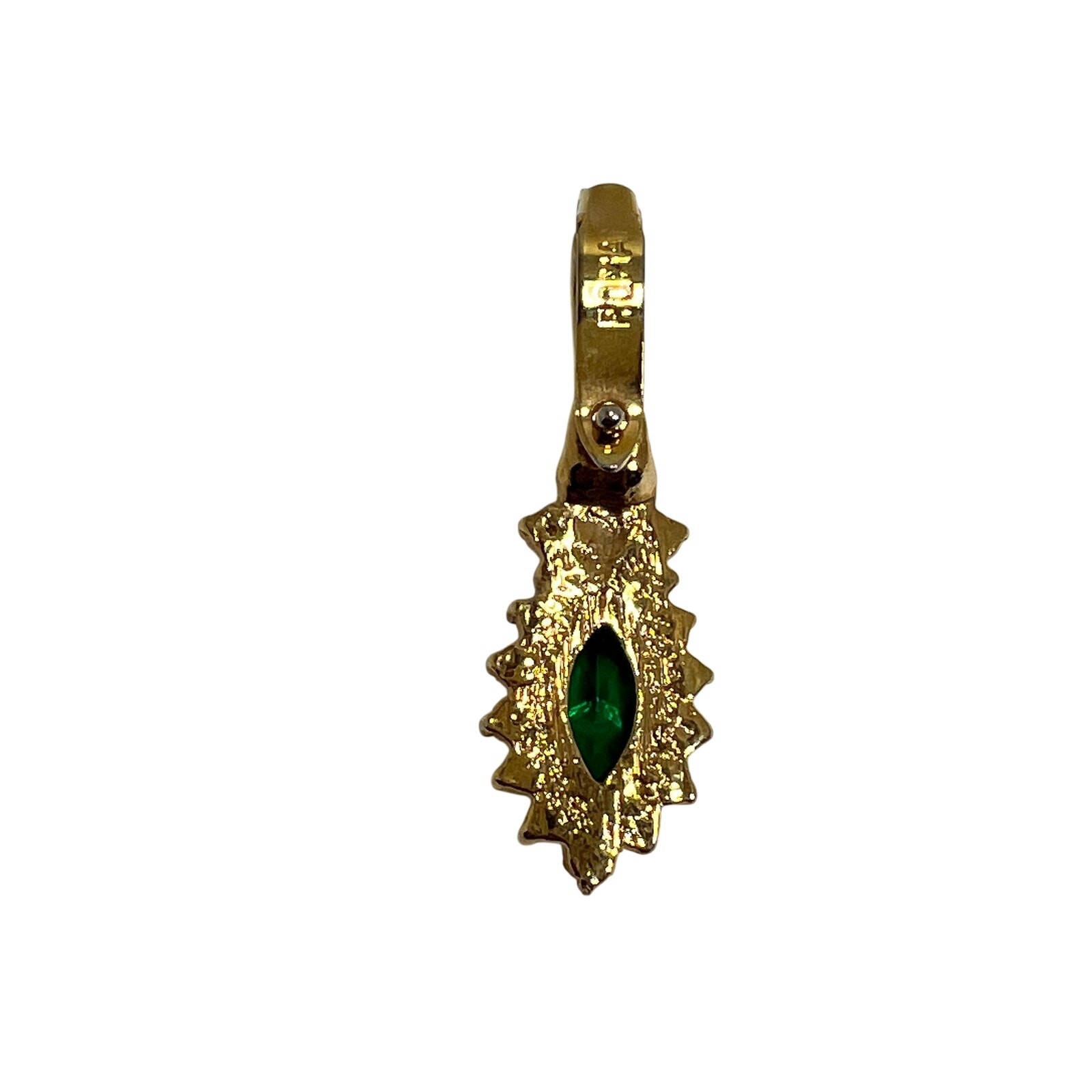 ROMAN Gold Tone Green Crystal Rhinestone Pendant Enhancer Clip Jewelry