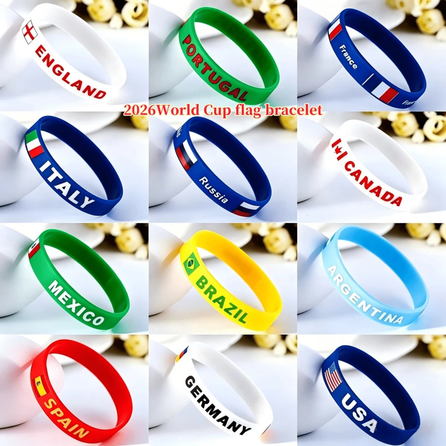 1pcs 2026 World Cup Country Flag Silicone Wristband Soccer Fan Gift Souvenirs